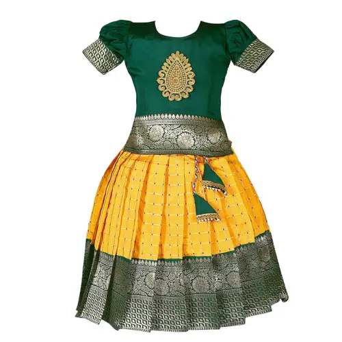 pure traditional looks banarasi designer greenish lehenga choli – Joshindia